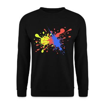 Colorful Splashes Geschenkidee lustig - Unisex Pullover - Schwarz - Vorne - Alina (178cm) & Michal (187cm)