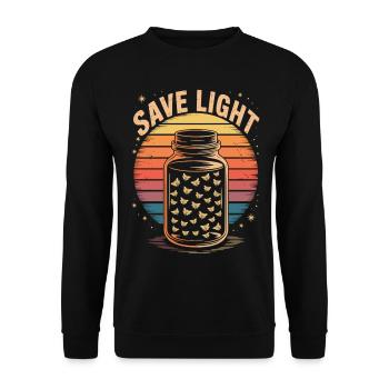 Save Light – Retro Fireflies - Unisex Sweatshirt - black - Front - Alina (178cm) & Michal (187cm)
