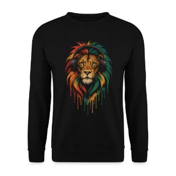 Lion rasta avec des écouteurs – de la musique dans le sang - Sweat-shirt Unisexe - noir - Devant - Alina (178cm) & Michal (187cm)