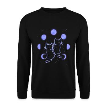 Cat Cats Moon Phase Moon Phases Universe - Unisex Sweatshirt - black - Front - Alina (178cm) & Michal (187cm)