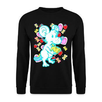 Retro Maus Ratte Mäuse Ratten Kinder Kind - Unisex Pullover - Schwarz - Vorne - Alina (178cm) & Michal (187cm)