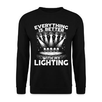 Lighting technician Lighting technician Lighting technology - Unisex Sweatshirt - black - Front - Alina (178cm) & Michal (187cm)
