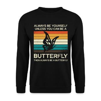 Always Be Yourself Butterfly - Unisex Sweatshirt - black - Front - Alina (178cm) & Michal (187cm)