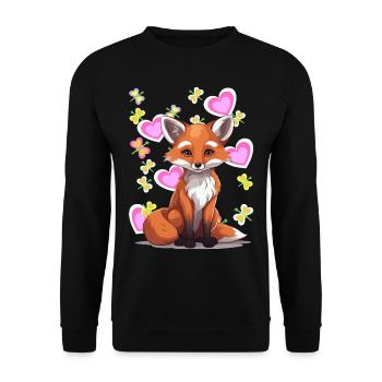 Fuchs Füchse Retro Vintage Kinder Kind Märchen - Unisex Pullover - Schwarz - Vorne - Alina (178cm) & Michal (187cm)