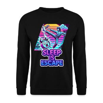 Sleep Is Escape – Schlaf ist der einzige Fluchtweg - Unisex Pullover - Schwarz - Vorne - Alina (178cm) & Michal (187cm)