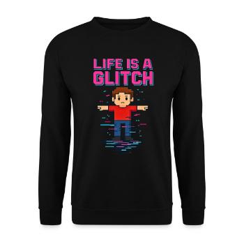 Life Is a Glitch – Das Leben ist ein Glitch - Unisex Pullover - Schwarz - Vorne - Alina (178cm) & Michal (187cm)