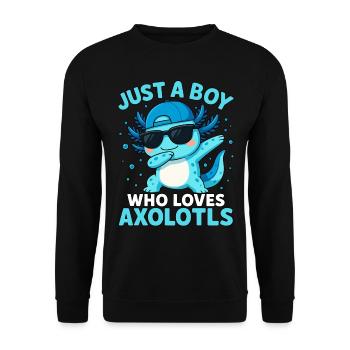 axolotl, Dabbind axolotl, Drôle d’anime Kawaii - Sweat-shirt Unisexe - noir - Devant - Alina (178cm) & Michal (187cm)