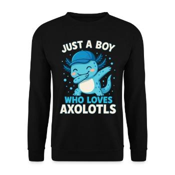 axolotl, Dabbind axolotl, Drôle d’anime Kawaii - Sweat-shirt Unisexe - noir - Devant - Alina (178cm) & Michal (187cm)