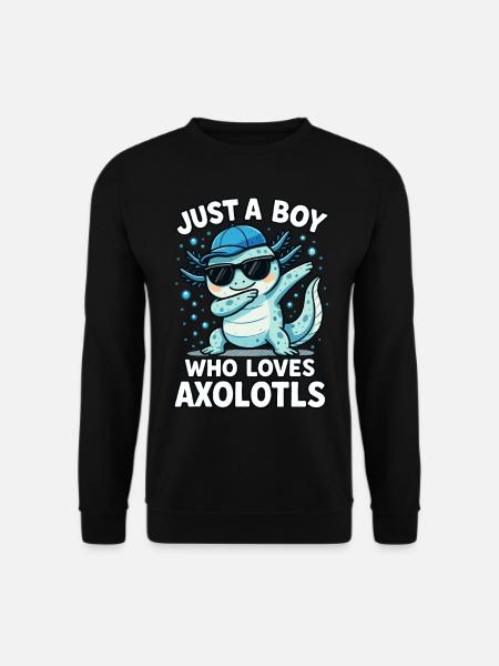 Axolotl, Dabbind Axolotl, Lustiges Anime Kawaii - Unisex Pullover - Schwarz