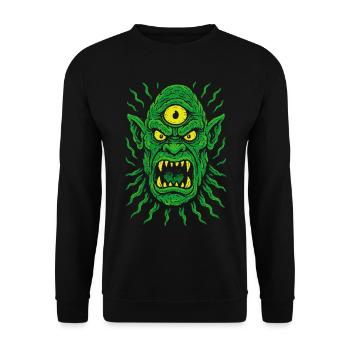 Three-Eyed Neon Orc Cyclops with Monster Eyes - Unisex Sweatshirt - black - Front - Alina (178cm) & Michal (187cm)