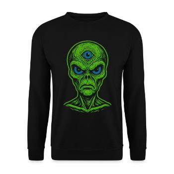 Three-eyed alien in neon look - Unisex Sweatshirt - black - Front - Alina (178cm) & Michal (187cm)