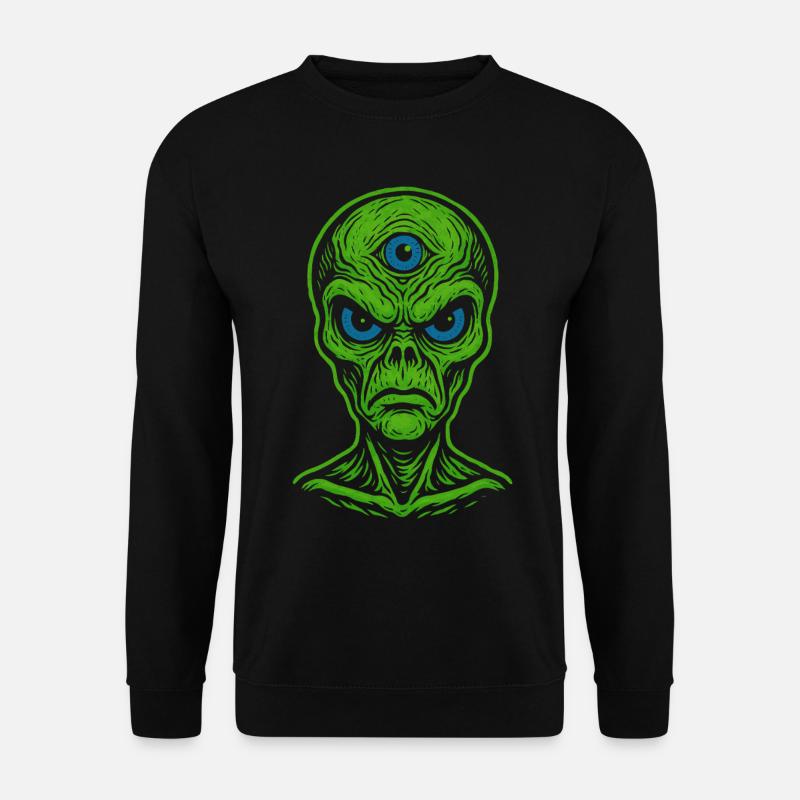 Three-eyed alien in neon look - Unisex Sweatshirt - black