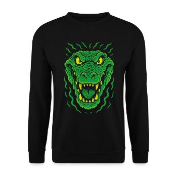 Wütender Echsenkopf im Neonstil - Unisex Pullover - Schwarz - Vorne - Alina (178cm) & Michal (187cm)