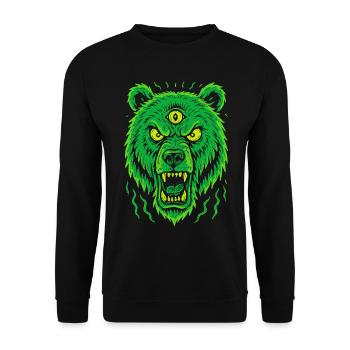 Wilder Bär mit drittem Auge Neonstil - Unisex Pullover - Schwarz - Vorne - Alina (178cm) & Michal (187cm)