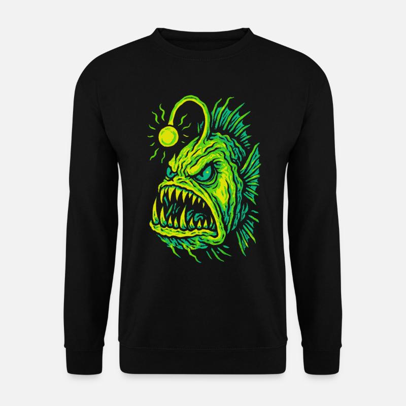 Leuchtender Tiefsee-Anglerfisch Wutstil - Unisex Pullover - Schwarz