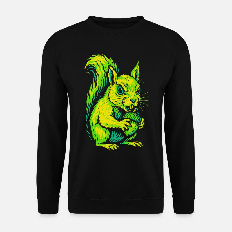 Wütendes Neon-Eichhörnchen mit Nuss - Unisex Pullover - Schwarz