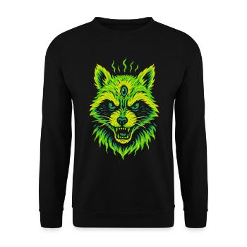 Mystical raccoon with third eye - Unisex Sweatshirt - black - Front - Alina (178cm) & Michal (187cm)
