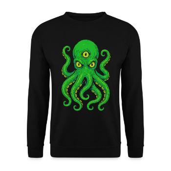 Tentacle Octopus with Third Eye Neon - Unisex Sweatshirt - black - Front - Alina (178cm) & Michal (187cm)