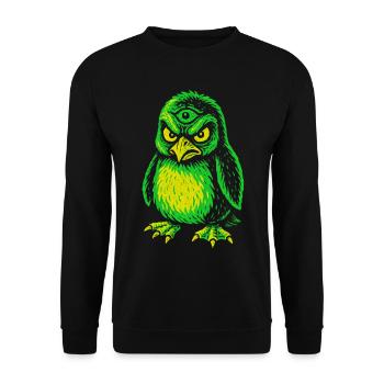 Three-eyed neon penguin with angry gaze - Unisex Sweatshirt - black - Front - Alina (178cm) & Michal (187cm)