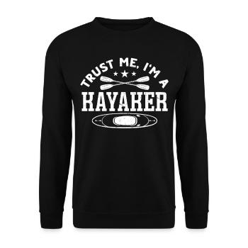 Funny Kayaking Kayaker - Trust me I'm a Kayaker - Unisex Pullover - Schwarz - Vorne - Alina (178cm) & Michal (187cm)
