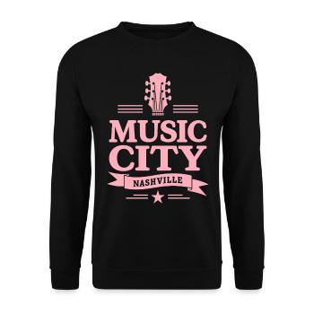 Music City Nashville Guitar Tennessee - Unisex Sweatshirt - black - Front - Alina (178cm) & Michal (187cm)