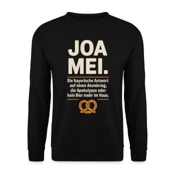 Joa Mei Bayerischer Sarkasmus Egal Dialekt Bier - Unisex Pullover - Schwarz - Vorne - Alina (178cm) & Michal (187cm)