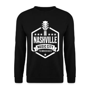 Nashville Music City Gitarre Tennessee - Unisex Pullover - Schwarz - Vorne - Alina (178cm) & Michal (187cm)