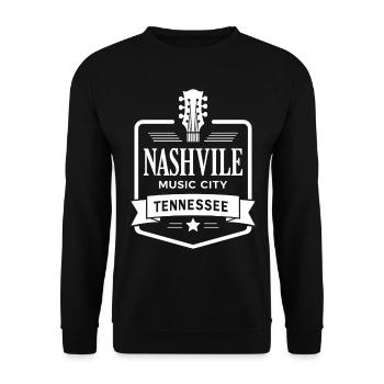 Nashville Music City Gitarre Tennessee - Unisex Pullover - Schwarz - Vorne - Alina (178cm) & Michal (187cm)