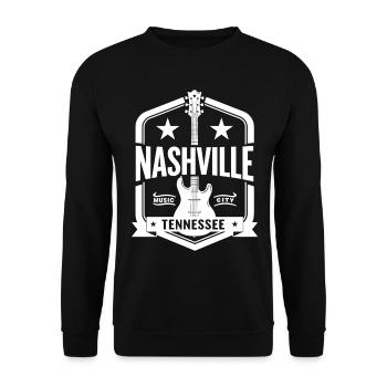 Nashville Music City Gitarre Tennessee - Unisex Pullover - Schwarz - Vorne - Alina (178cm) & Michal (187cm)