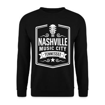 Nashville Music City Gitarre Tennessee - Unisex Pullover - Schwarz - Vorne - Alina (178cm) & Michal (187cm)