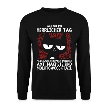 Wortlose Verachtung im Katzenformat schwarz & böse - Unisex Pullover - Schwarz - Vorne - Alina (178cm) & Michal (187cm)