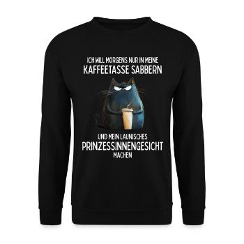 Ich will nur in meine Kaffeetasse sabbern - Unisex Pullover - Schwarz - Vorne - Alina (178cm) & Michal (187cm)