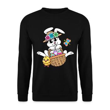 Rétro Pâques Pâques Lapin Oeufs de Pâques Chick Kids - Sweat-shirt Unisexe - noir - Devant - Alina (178cm) & Michal (187cm)