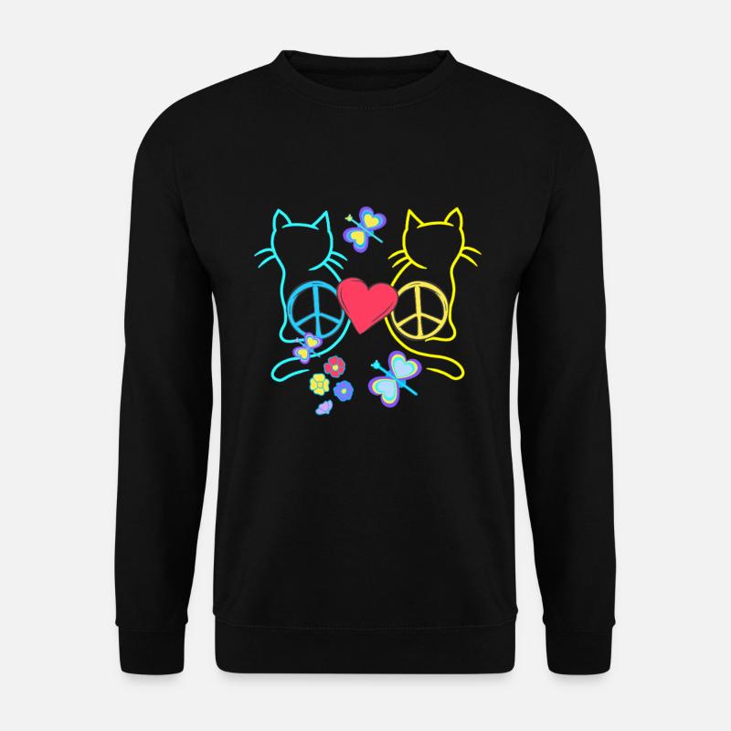 Retro Hippie Katzen Peace Katze Vintage Hippies - Unisex Pullover - Schwarz