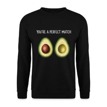 Avocado Liebe You're A Perfect Match Valentinstag - Unisex Pullover - Schwarz - Vorne - Alina (178cm) & Michal (187cm)