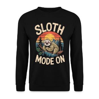 Faultier Modus an T-Shirt - Unisex Pullover - Schwarz - Vorne - Alina (178cm) & Michal (187cm)