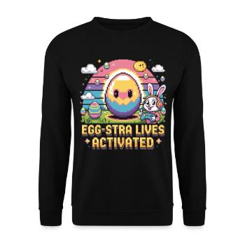Ostern Gamer Hase Pixel Style - Unisex Pullover - Schwarz - Vorne - Alina (178cm) & Michal (187cm)