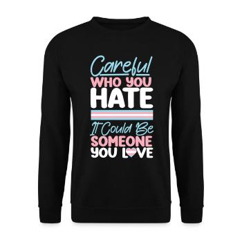 Transgender Trans LGBT Pride - Unisex Pullover - Schwarz - Vorne - Alina (178cm) & Michal (187cm)