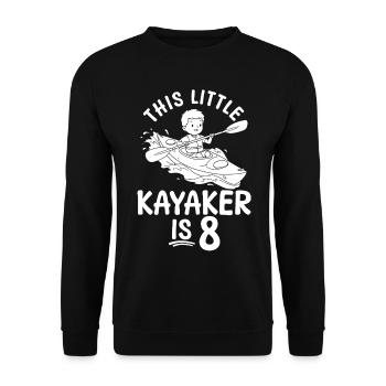 This little Kayaker is 8 Years Kayaking Kids - Unisex Pullover - Schwarz - Vorne - Alina (178cm) & Michal (187cm)