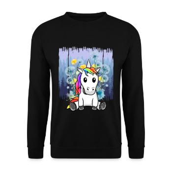 Unicorn Nature Nature Lover Unicorns Kids Child - Unisex Sweatshirt - black - Front - Alina (178cm) & Michal (187cm)