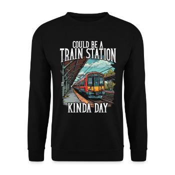 Zugfahrer Lokführer Zugliebhaber Bahnhof - Unisex Pullover - Schwarz - Vorne - Alina (178cm) & Michal (187cm)