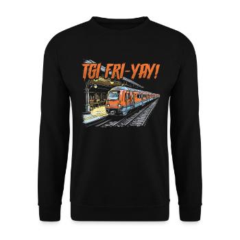 Zugfahrer Lokführer Zugliebhaber Bahnhof - Unisex Pullover - Schwarz - Vorne - Alina (178cm) & Michal (187cm)