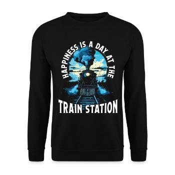 Zugfahrer Lokführer Zugliebhaber Bahnhof - Unisex Pullover - Schwarz - Vorne - Alina (178cm) & Michal (187cm)