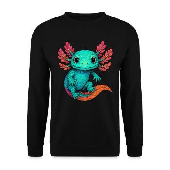 Axolotl, Colorful Axolotl - Unisex Sweatshirt - black - Front - Alina (178cm) & Michal (187cm)