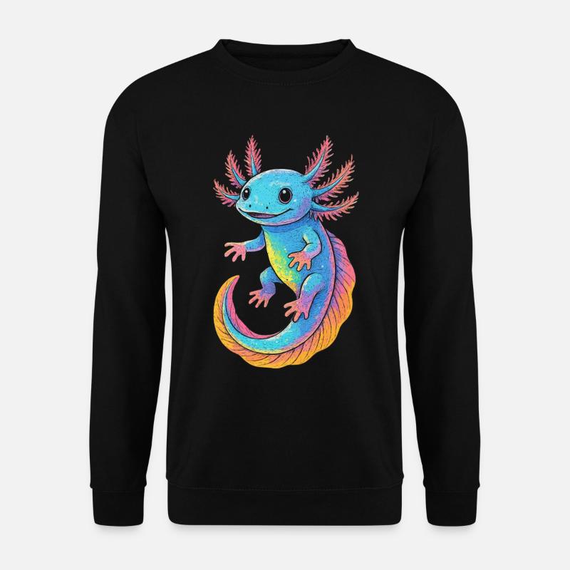 Axolotl, Buntes Axolotl - Unisex Pullover - Schwarz