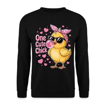 Cute chick – cheeky & stylish - Unisex Sweatshirt - black - Front - Alina (178cm) & Michal (187cm)