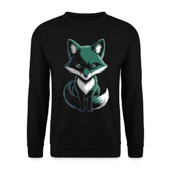 Geheimnisvoller Fuchs für Tierfans - Unisex Pullover - Schwarz - Vorne - Alina (178cm) & Michal (187cm)