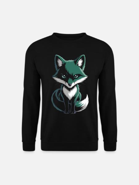Geheimnisvoller Fuchs für Tierfans - Unisex Pullover - Schwarz