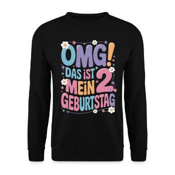 2. Geburtstag Mädchen Das Ist Mein 2. Geburtstag - Unisex Pullover - Schwarz - Vorne - Alina (178cm) & Michal (187cm)