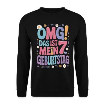 7. Geburtstag Mädchen Das Ist Mein 7. Geburtstag - Unisex Pullover - Schwarz - Vorne - Alina (178cm) & Michal (187cm)